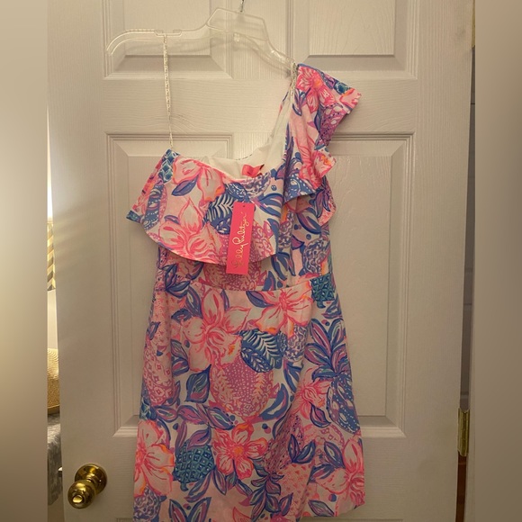 Lily Pulitzer one shoulder dress size 4 - Picture 2 of 4